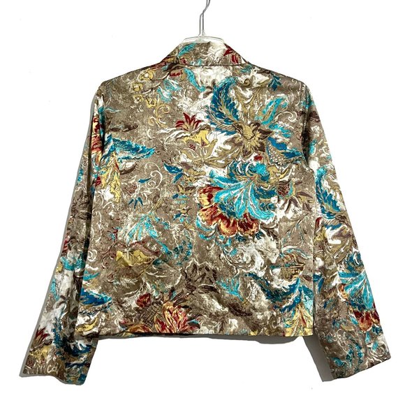 Chico's Cotton-Silk Oriental Floral Design Stephan Jacket - Picture 3 of 14